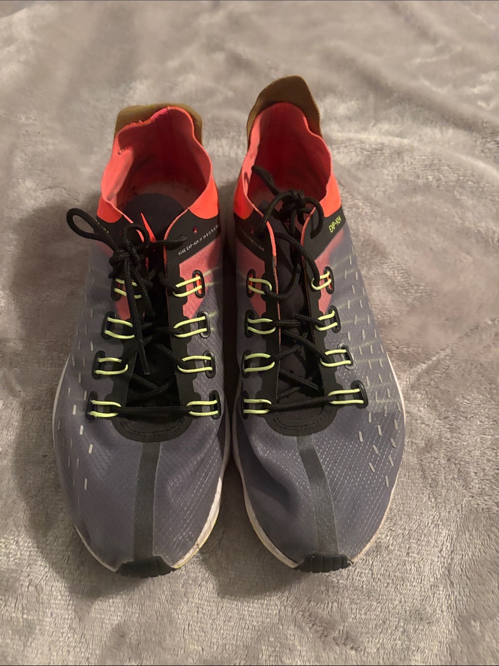 Nike Gray Running Shoes with Neon Pink and Lime Accents